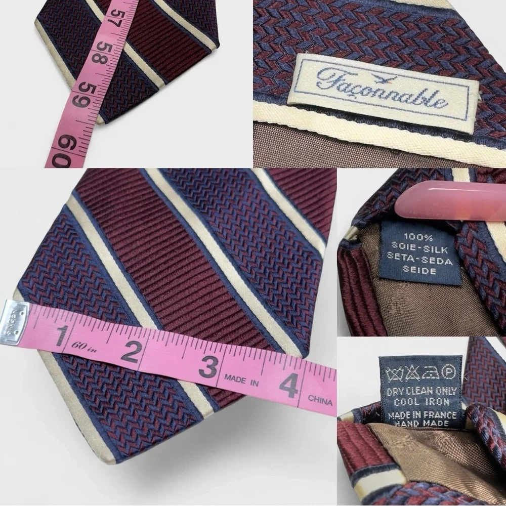 Lot of 6 - Faconnable Luxury Men’s Necktie 100% Silk Made In Italy & France